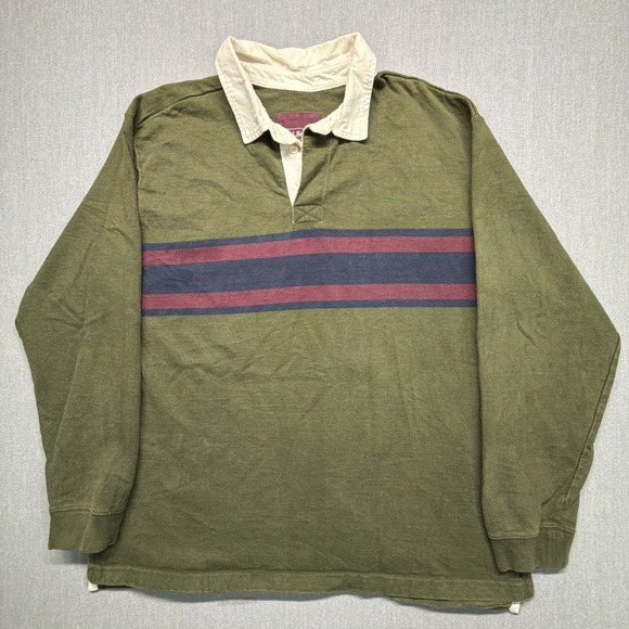 L.L. Bean Other - Vintage LL Bean Rugby Shirt Mens XL Green Striped Long Sleeve